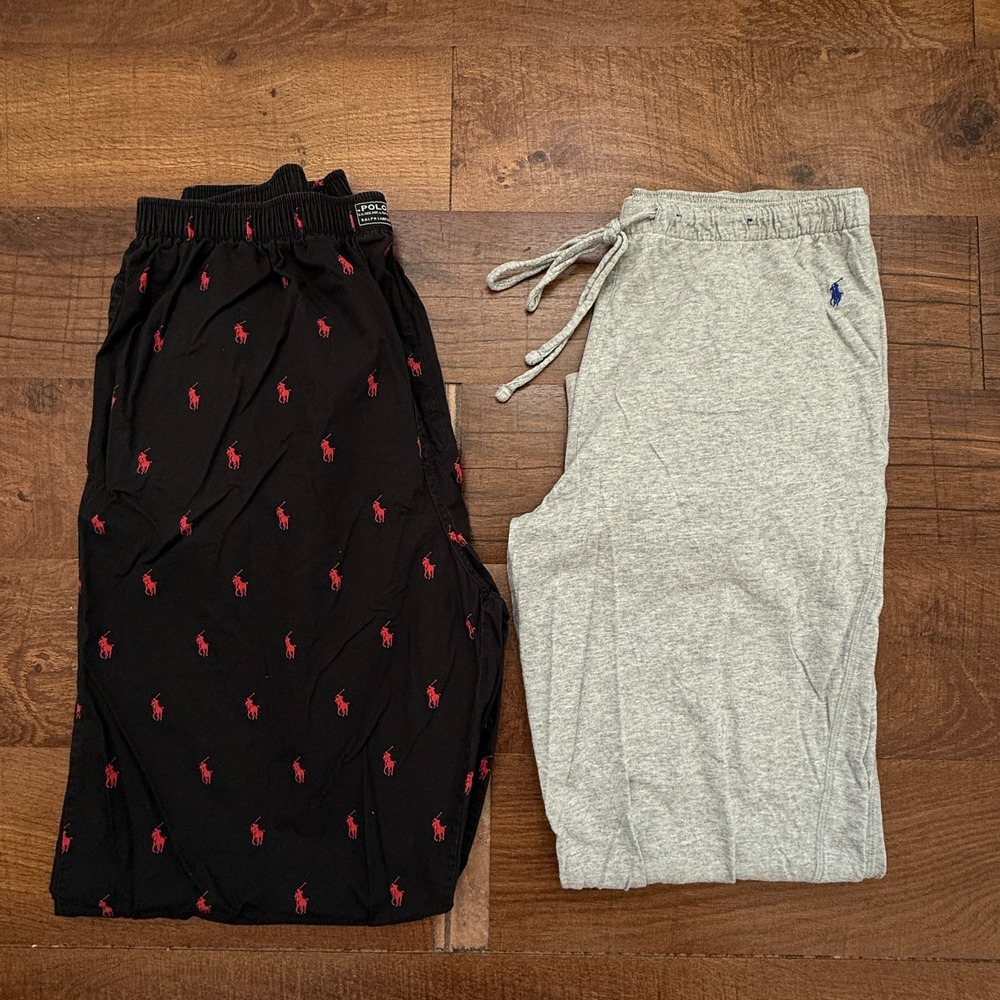 Lot x 2 Polo Ralph Lauren Men's Large Gray Lounge Print Pajama Pants